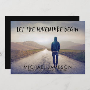 The Adventure Begins Photo Graduation Party Invitation