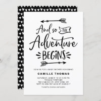 The Adventure Begins Quote Black Baby Shower