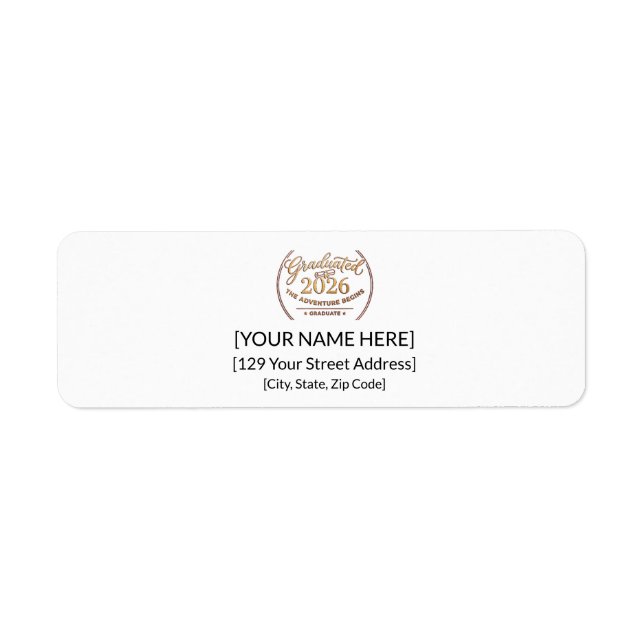 The Adventure Begins / Return Address Label  (Front)