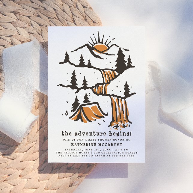 The Adventure Begins Rustic Woodland Baby Shower Invitation (Creator Uploaded)