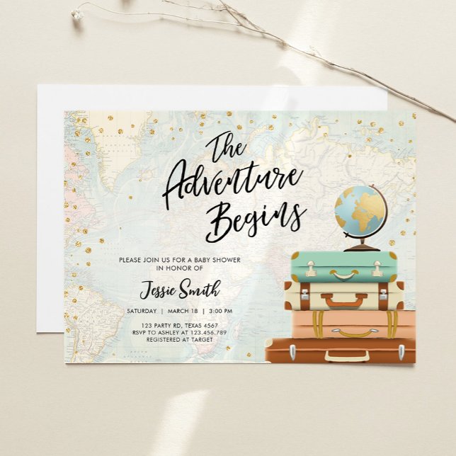 The Adventure Begins Travel Couples Baby Shower Invitation (Creator Uploaded)
