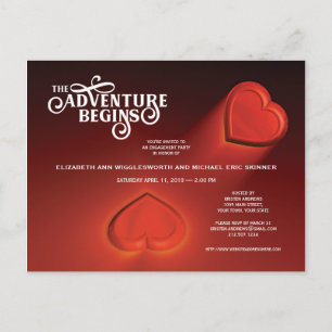 The Adventure Begins, Two Hearts Red Postcard