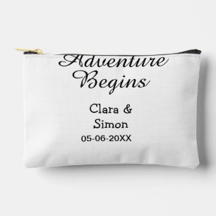 The adventure begins wedding couple name datsimple accessory pouch