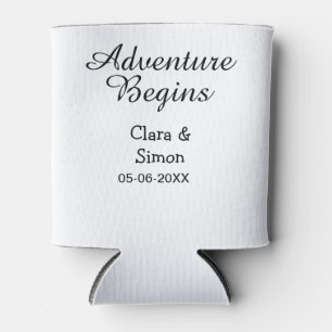 The adventure begins wedding couple name datsimple can cooler