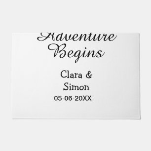 The adventure begins wedding couple name datsimple doormat