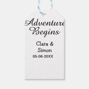 The adventure begins wedding couple name datsimple gift tags