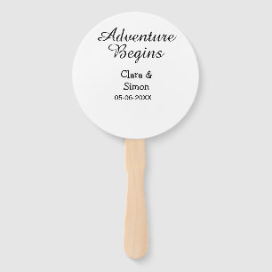 The adventure begins wedding couple name datsimple hand fan
