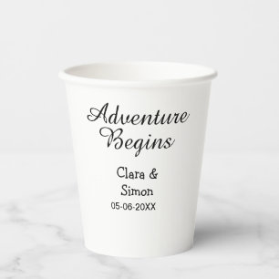 The adventure begins wedding couple name datsimple paper cups