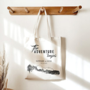 The Adventure Begins ⎥Wedding Favour Tote Bag