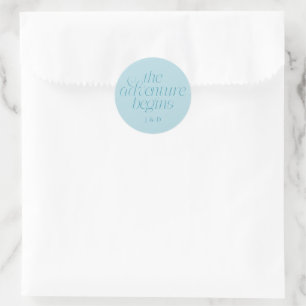 The Adventure Begins Wedding Turquoise Classic Round Sticker