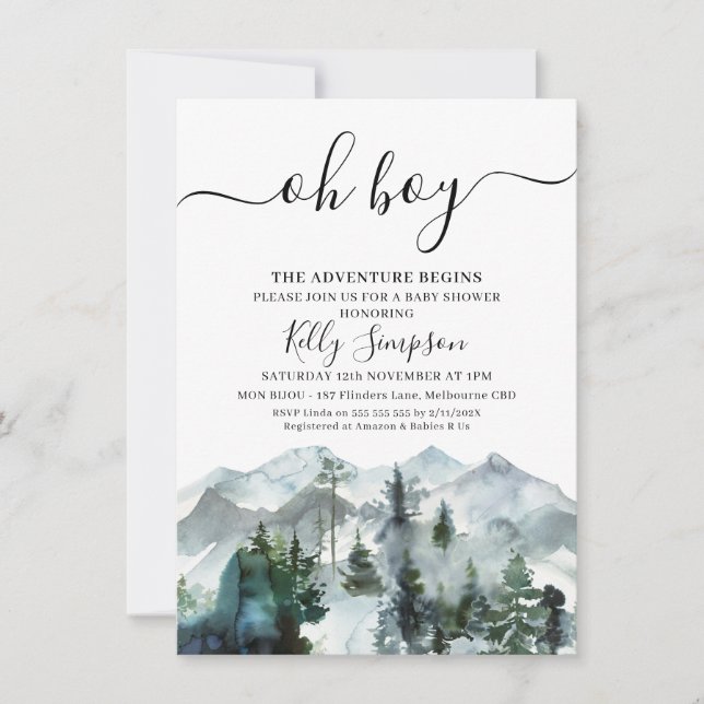 The Adventure Begins Wilderness Baby Shower Invitation (Front)