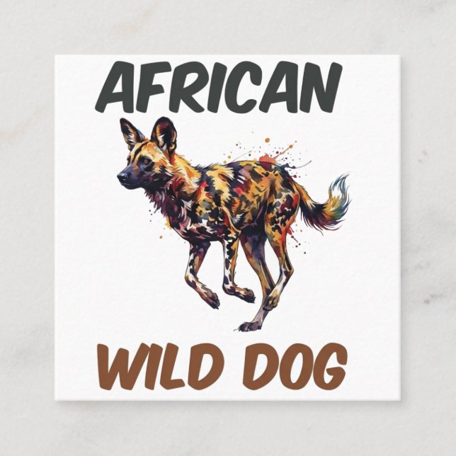 The African Wild Dog Emblem Square Business Card (Front)