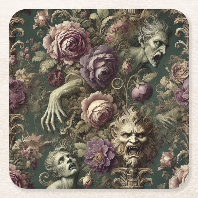 The After Hours Reliquary – Gothic Baroque Square Paper Coaster (Front)