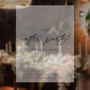 The After Party Starts Here Wedding Frosted Acrylic Sign