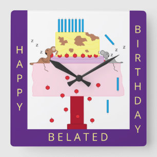 The Afternoon Nap- Belated Birthday:   Square Wall Clock