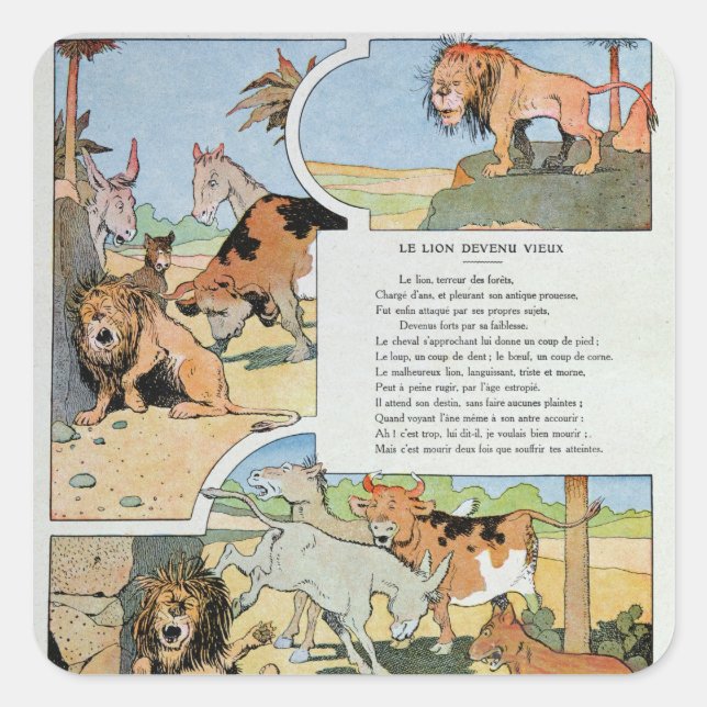 The Ageing Lion, from the Fables Square Sticker (Front)
