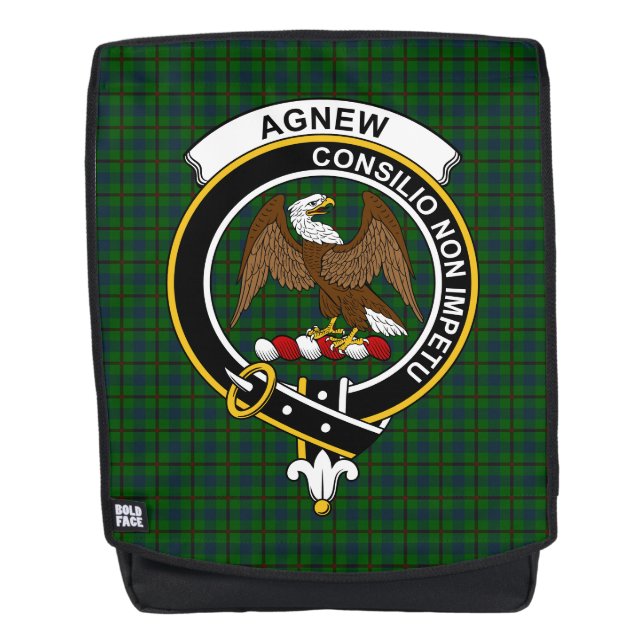 The Agnew Hunti Clan Crest Tartan Plaid Backpack (Front)