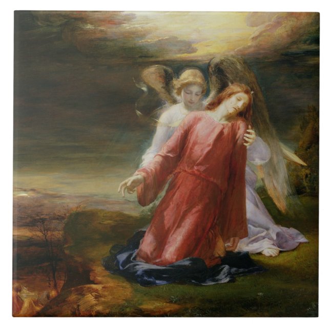 The Agony in the Garden, 1858 (oil on panel) Tile (Front)