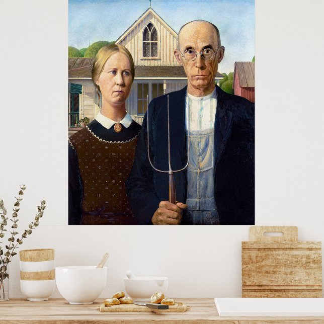The Agricultural Spirit,Grant Wood American Gothic Poster (Kitchen)