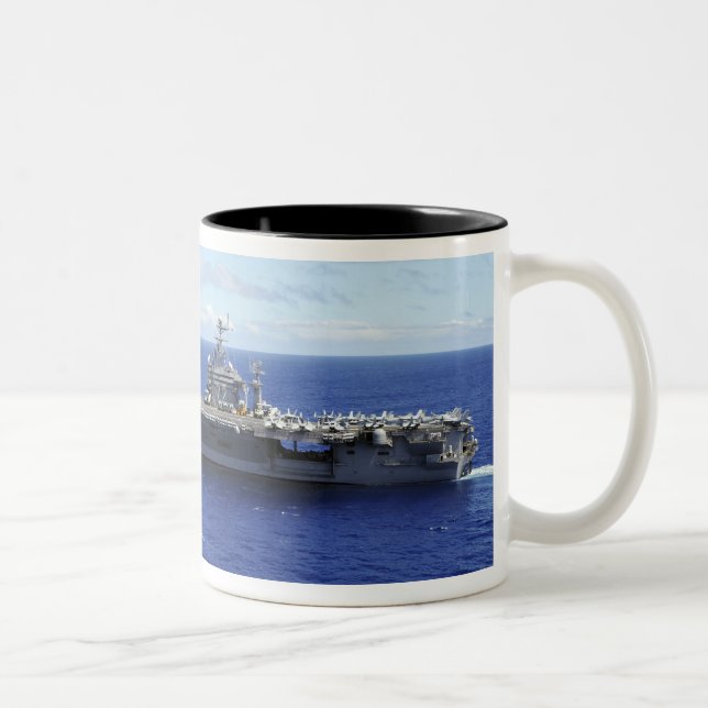 The aircraft carrier USS Abraham Lincoln 2 Two-Tone Coffee Mug (Right)