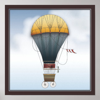 The Airship Abeelle Steampunk Flying Machine Poster