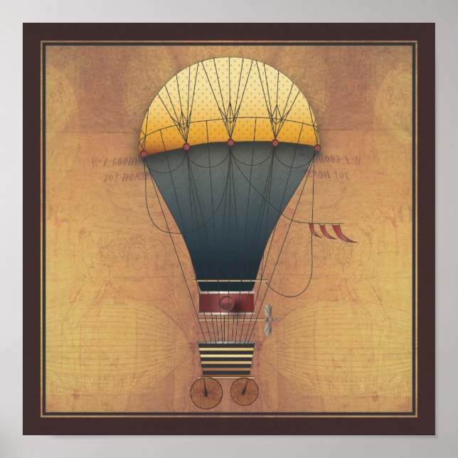The Airship Abeelle Steampunk Flying Machine Poster (Front)