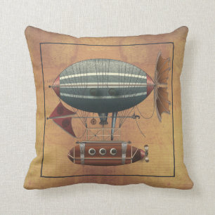 The Airship Aleutian Steampunk Flying Machine Cushion