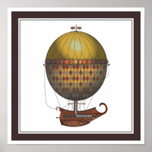 The Airship Nautisme Steampunk Flying Machine Poster