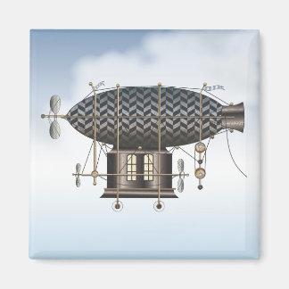 The Airship Petite Noir Steampunk Flying Machine Magnet
