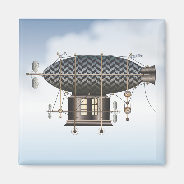 The Airship Petite Noir Steampunk Flying Machine Magnet (Front)