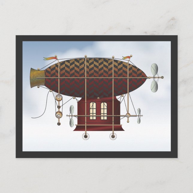 The Airship Petite Rouge Steampunk Flying Machine Postcard (Front)