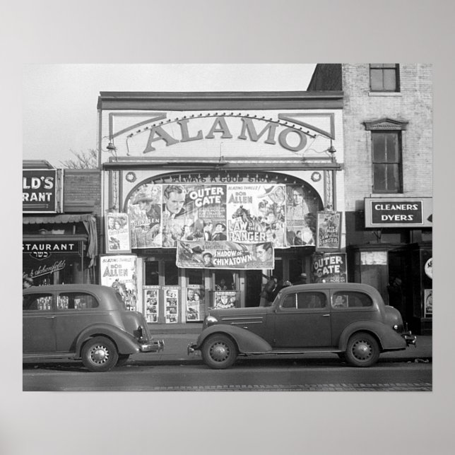 The Alamo Movie Theatre, 1937. Vintage Photo Poster (Front)