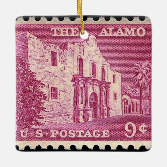 "The Alamo Stamp" Ceramic Ornament (Front)