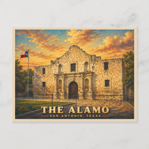 The Alamo Vintage Travel Postcard