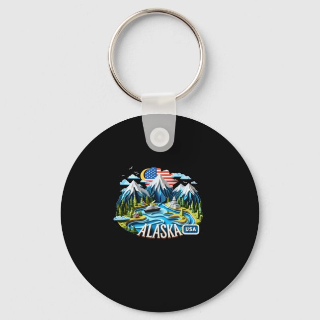 The Alaska State In Usa Sticker  Key Ring (Front)