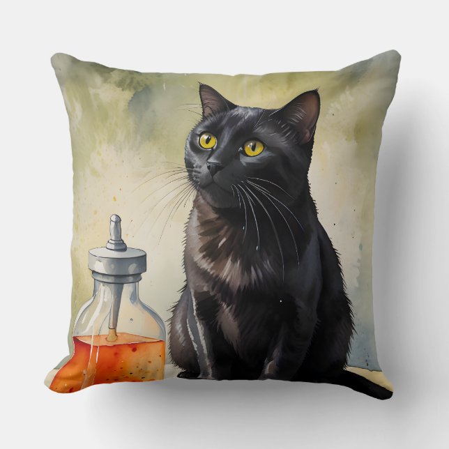 The Alchemist’s Cat Cushion (Front)