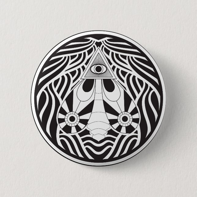 The all seeing moth 6 cm round badge (Front)