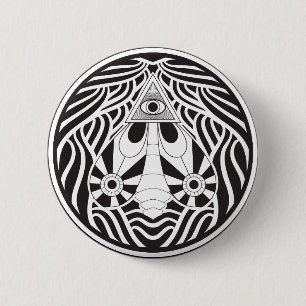 The all seeing moth 6 cm round badge