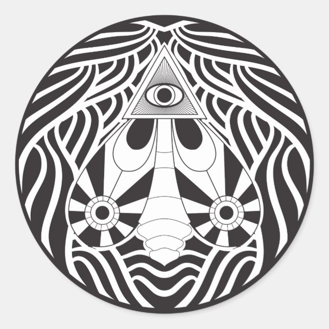 The all seeing moth classic round sticker (Front)