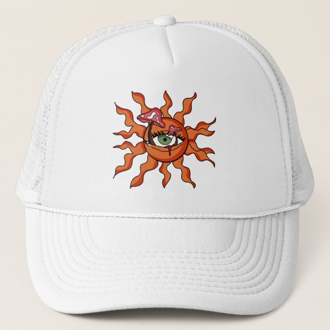 The All Sun-Seeing Mushroom Rays Trucker Hat (Front)