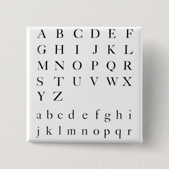 The Alphabet 15 Cm Square Badge (Front)