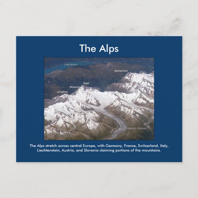 The Alps From Space Postcard (Front)