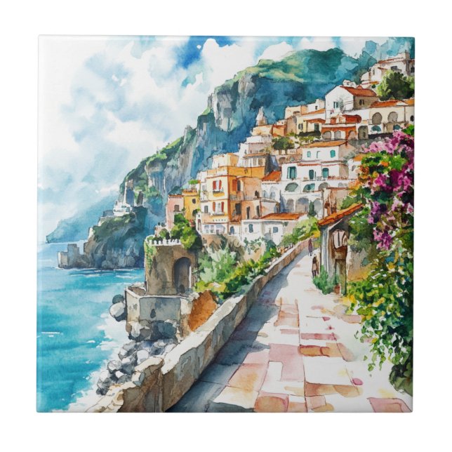 The Amalfi Coast, Italy Tile (Front)