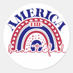 The America Beautiful Rainbow Classic Round Sticker