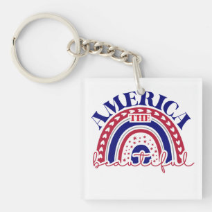 The America Beautiful Rainbow  Key Ring