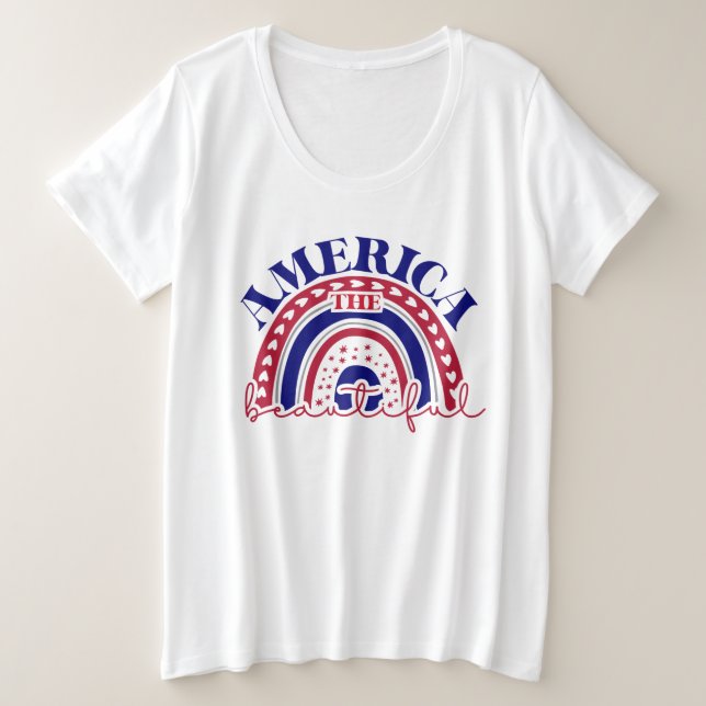 The America Beautiful Rainbow  Plus Size T-Shirt (Design Front)