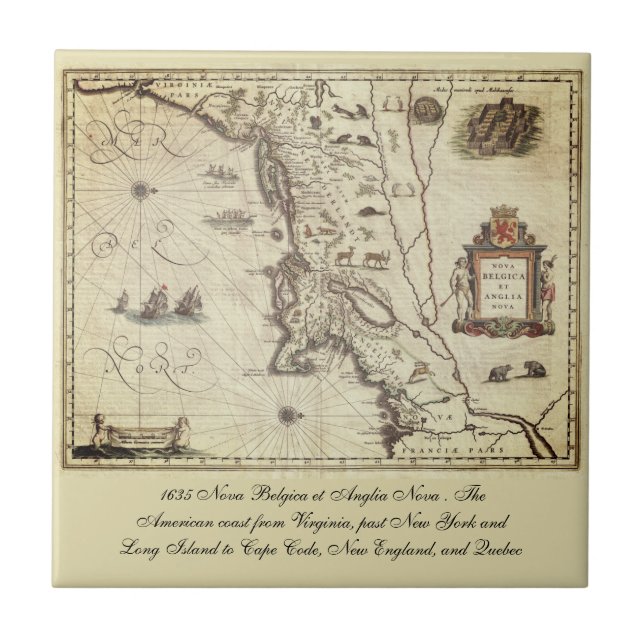 The American Coast Vintage Rare Map Tile (Front)