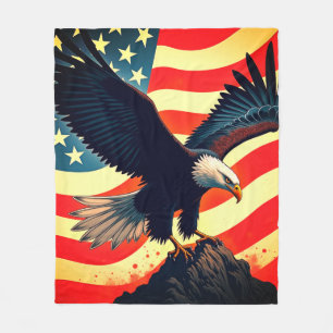 The American Eagle – Silent Watcher of the Vast  Fleece Blanket