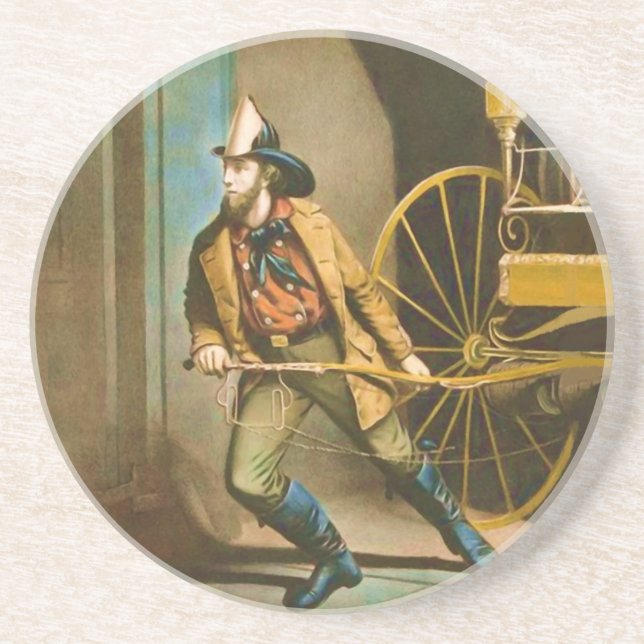 The American Firefighter Vintage Fireman Style 2 Coaster (Front)
