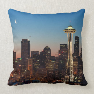 The American flag flies between the rising moon Cushion